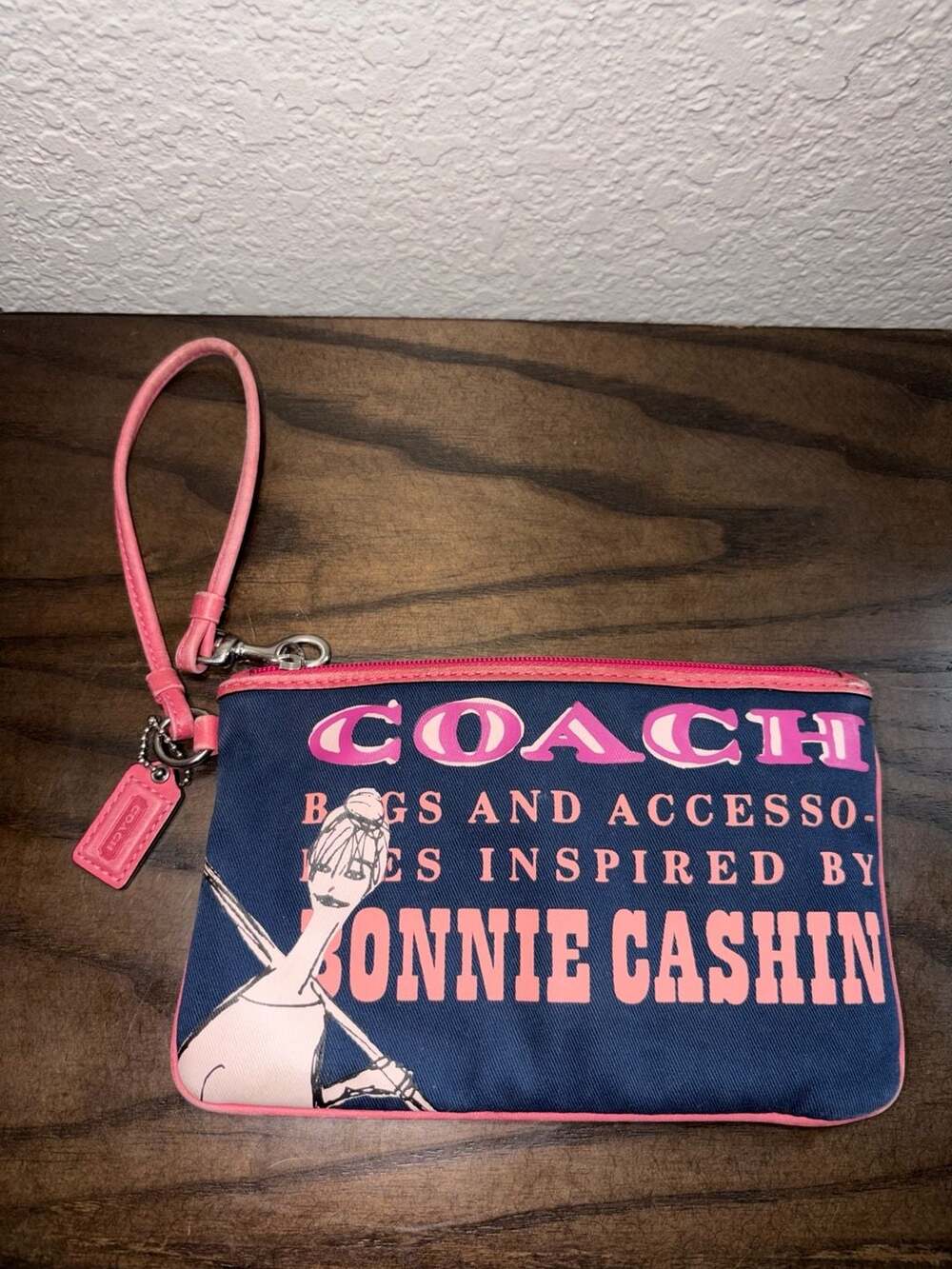 Coach Limited Edition Bonnie Cashin Navy Blue Canvas Kisslock Wristlet